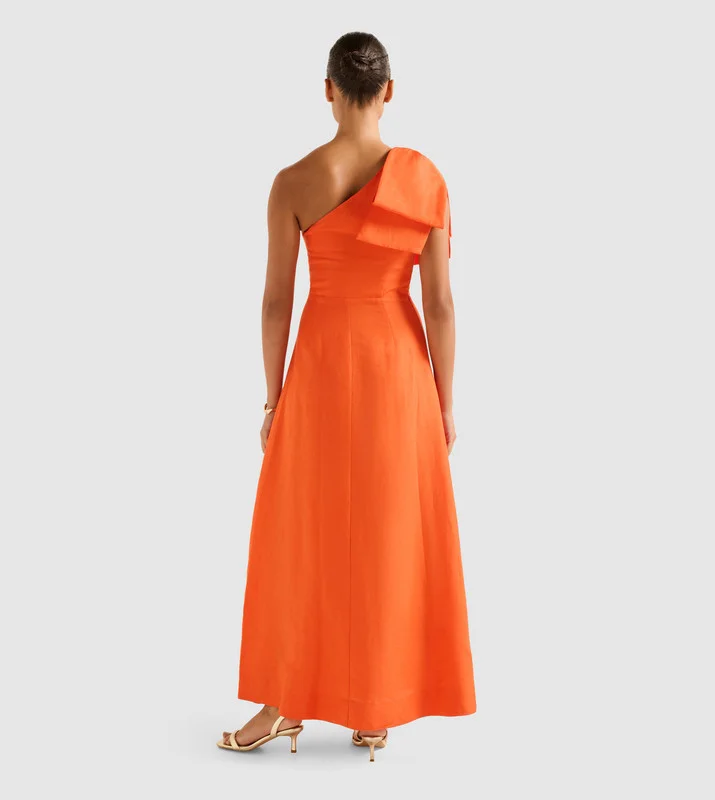 فورايفر نيو DANNI One Shoulder Asymmetric Bow Midi Dress